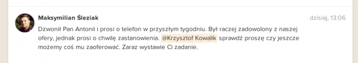 wzmianki mentions prosty CRM online - miniCRM