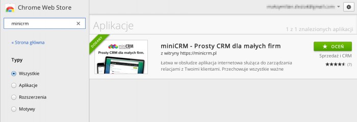 miniCRM Google Chrome